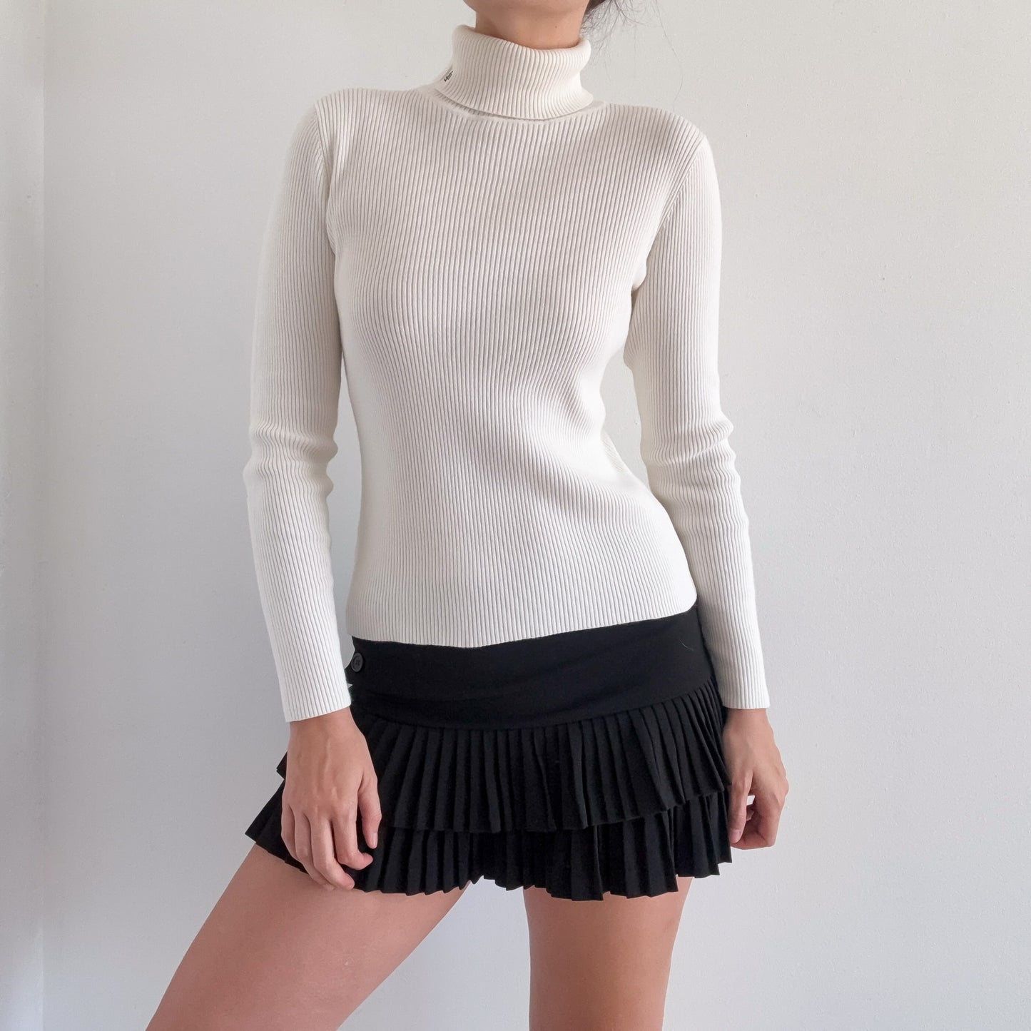 90's Ralph Lauren White Cotton Turtleneck / SZ S