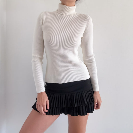 90's Ralph Lauren White Cotton Turtleneck / SZ S