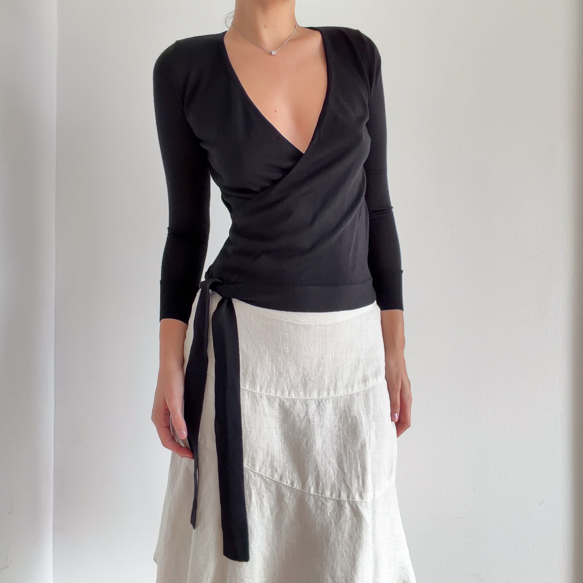 Y2K Black Merino Wool Knit Ballet Top / SZ XS/S