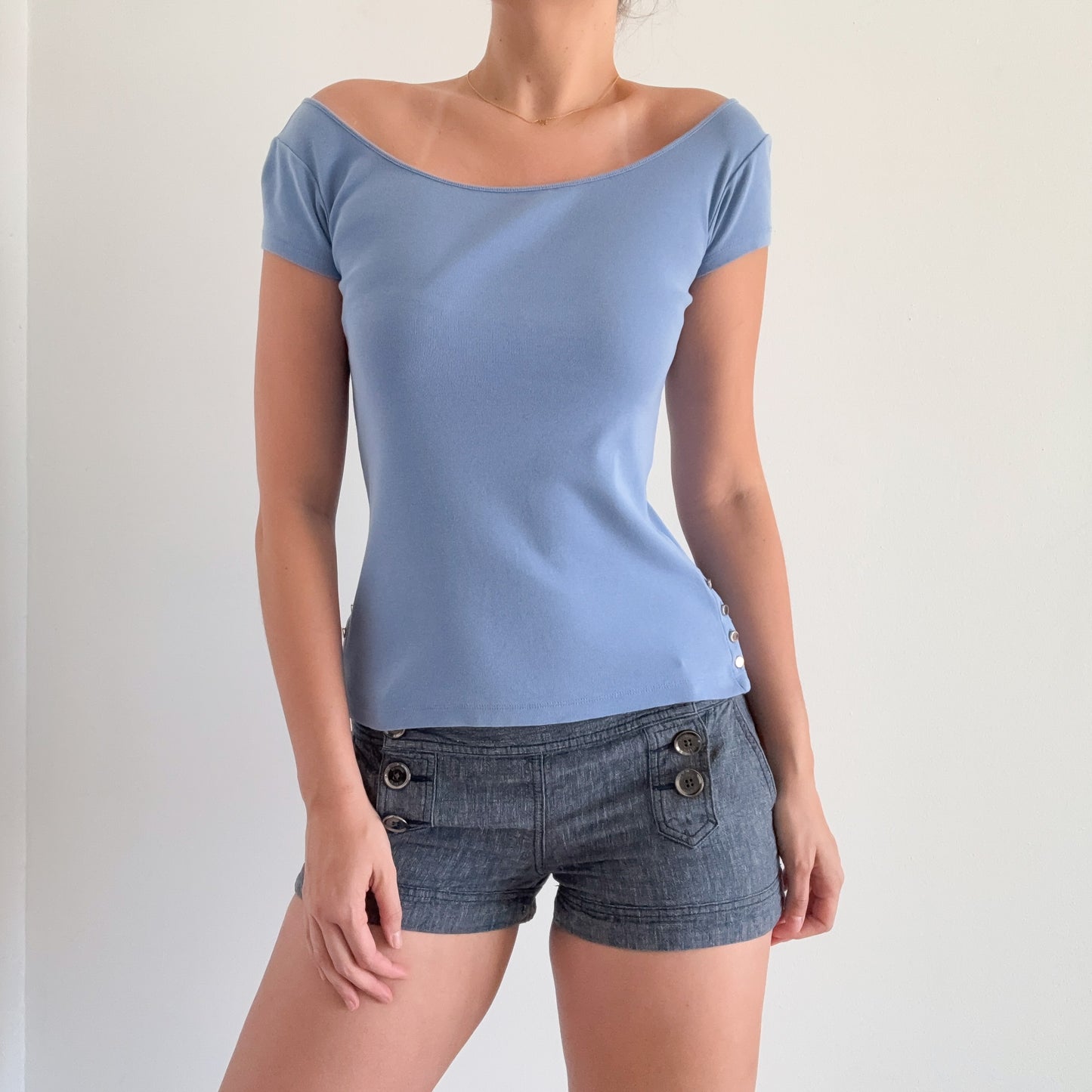 Y2K Cornflower Blue Cotton Tee / SZ S