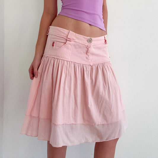 Y2K Hard Tail Baby Pink Midi Skirt / SZ L