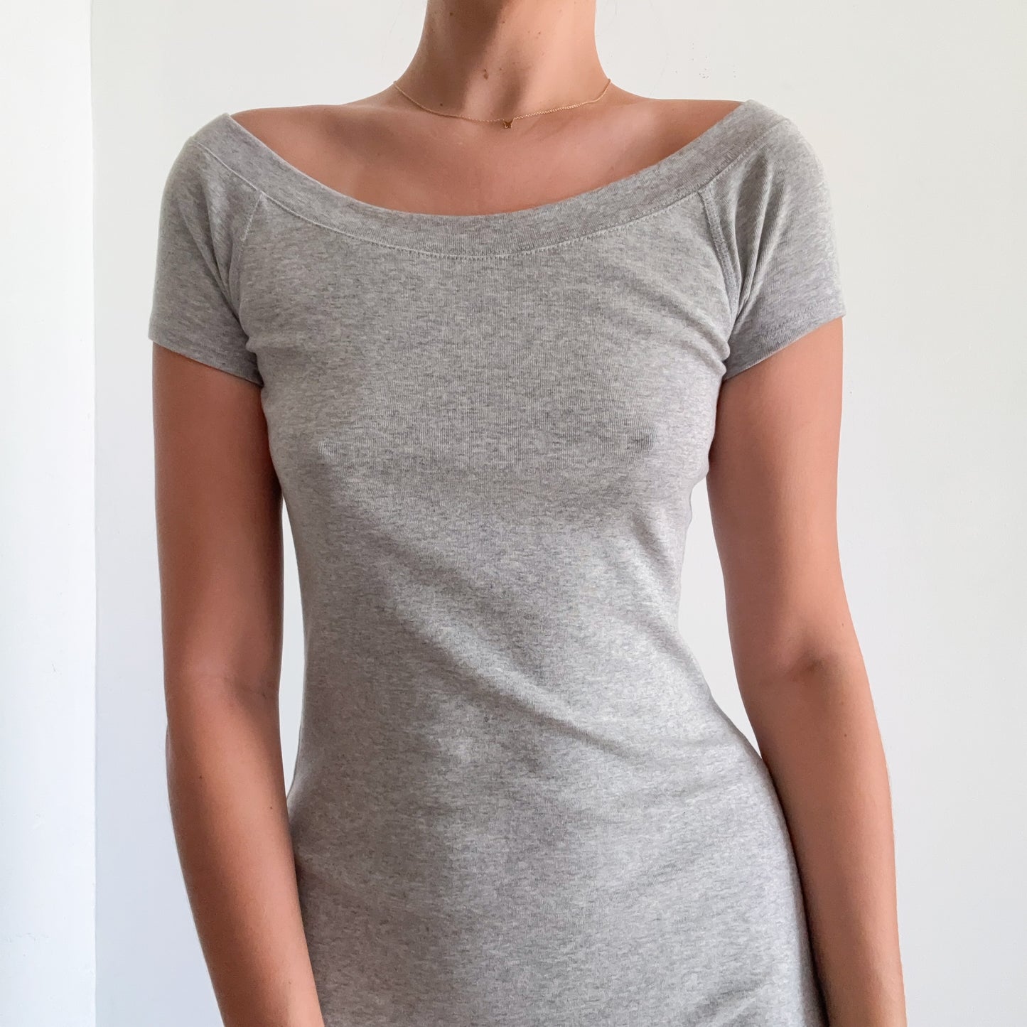 Light Grey Cotton T-Shirt Dress / SZ XS-S