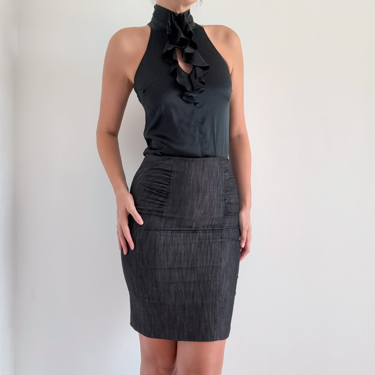 Y2K Dark Chambray Pencil Skirt / SZ S