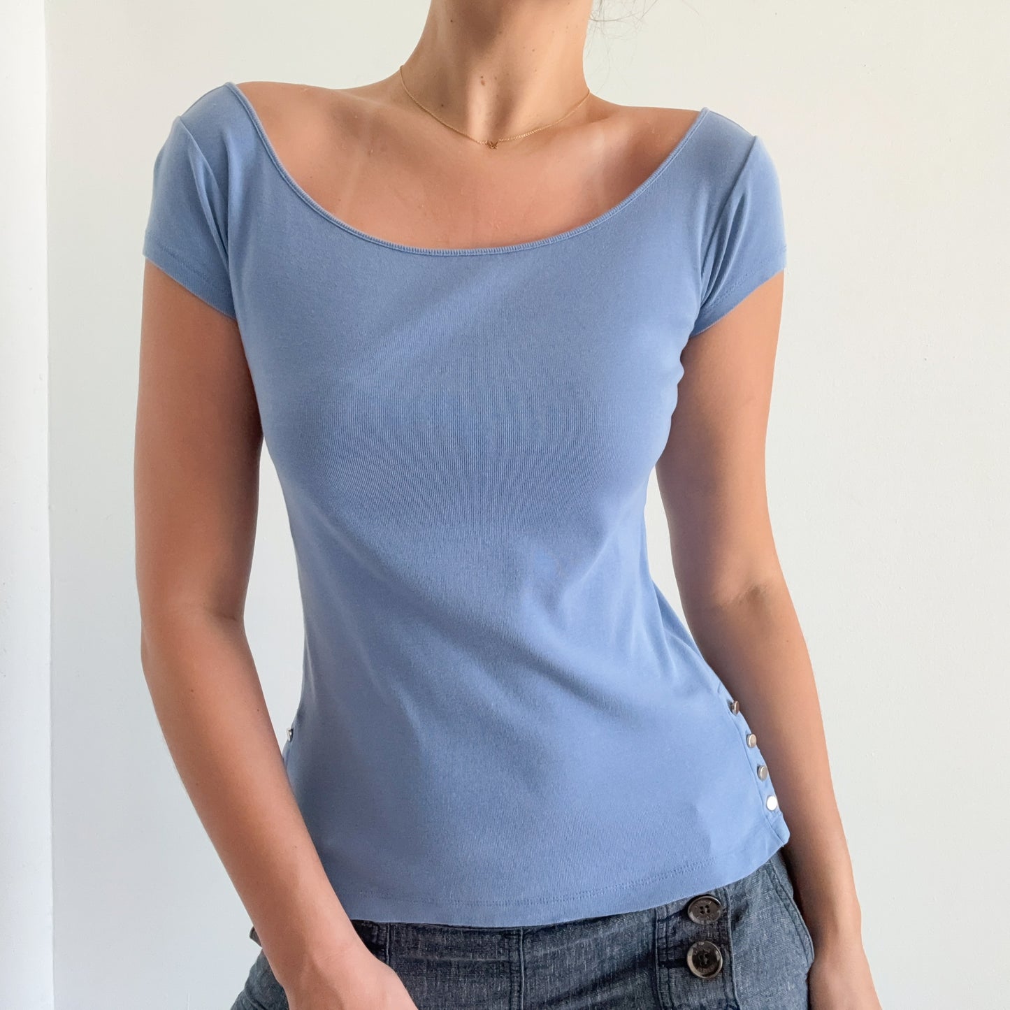 Y2K Cornflower Blue Cotton Tee / SZ S