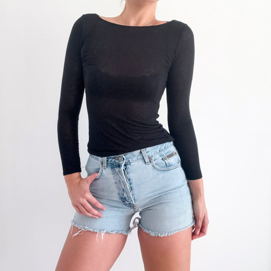 90's Calvin Klein Denim Frayed Shorts / SZ 6