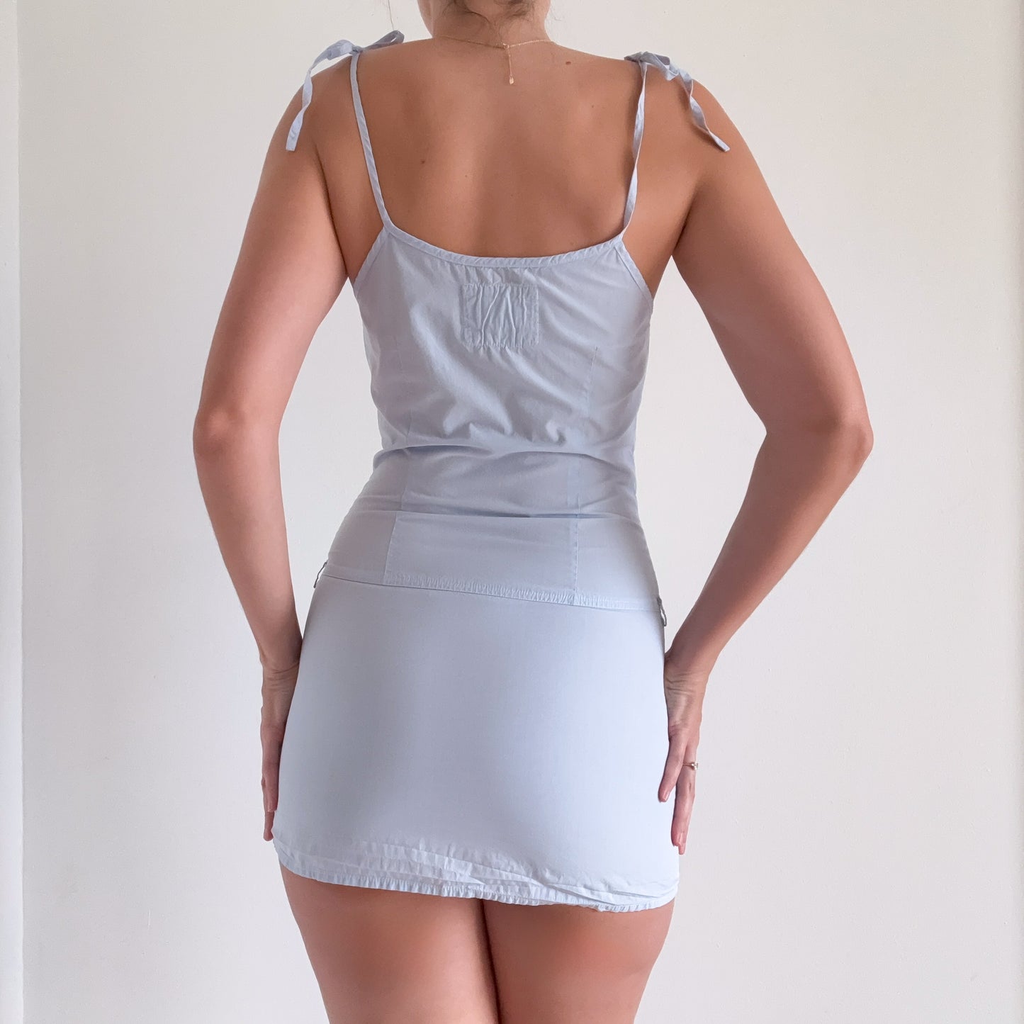 Y2K Light Blue Cotton Button Mini Dress / SZ 0/2