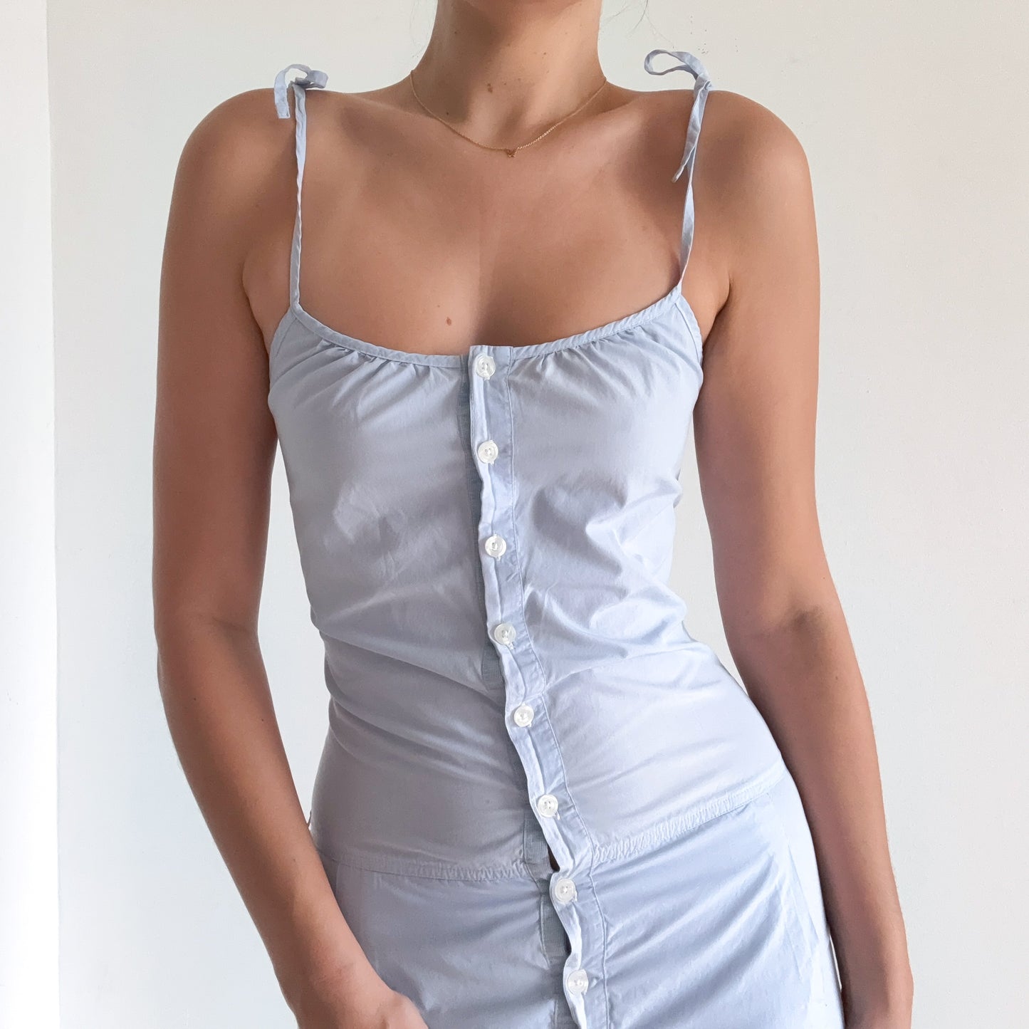 Y2K Light Blue Cotton Button Mini Dress / SZ 0/2