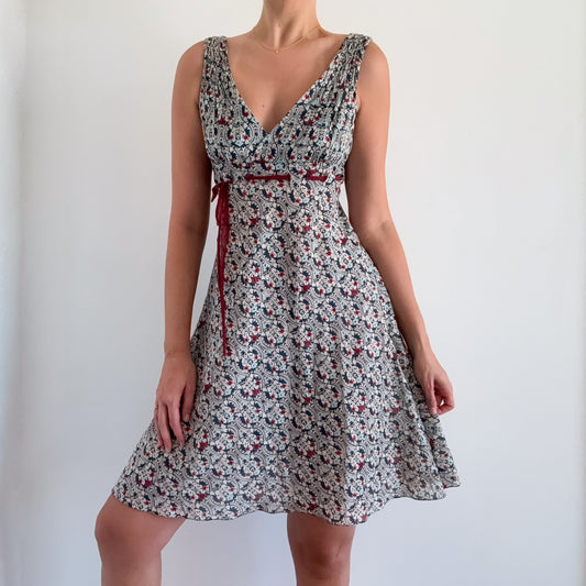 Y2K Aegean & Maroon Cotton Midi Dress / SZ 4/6