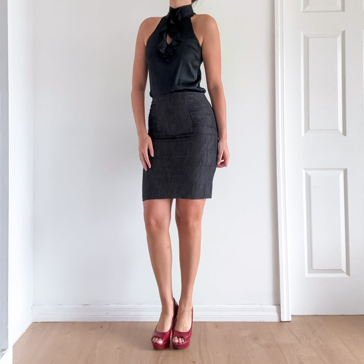 Y2K Dark Chambray Pencil Skirt / SZ S