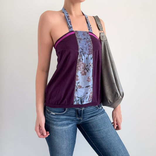 Y2K Purple & Blue Beaded Halter Top / SZ S