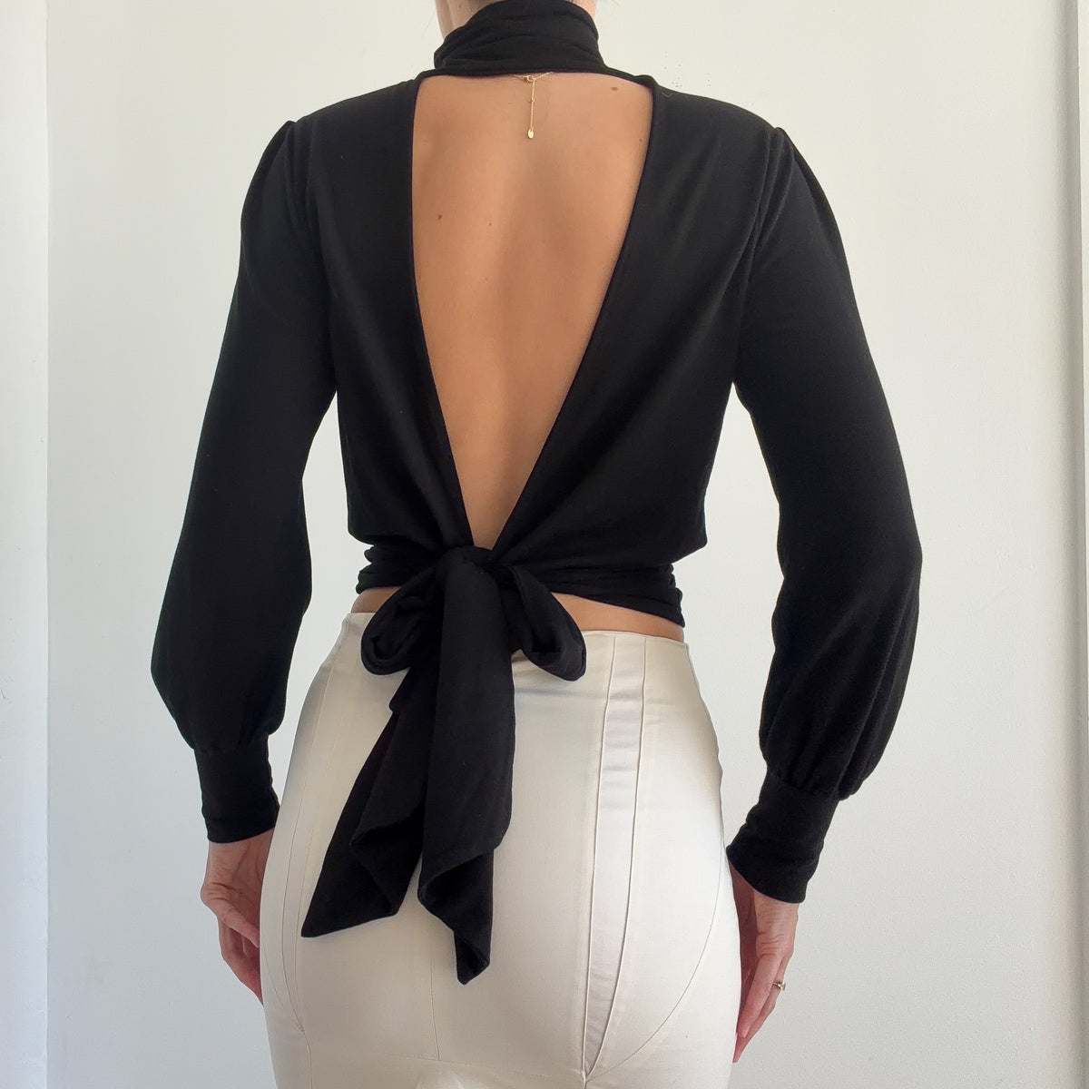 Adriano Goldschmied Black Open Back Turtleneck / SZ S