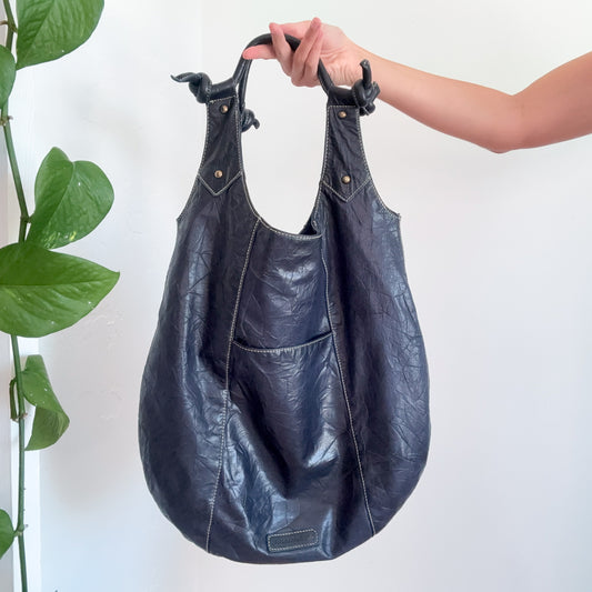 Y2K BCBGMaxAzria Dark Blue Leather Bag