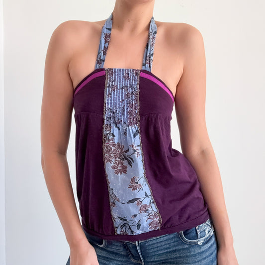 Y2K Purple & Blue Beaded Halter Top / SZ S