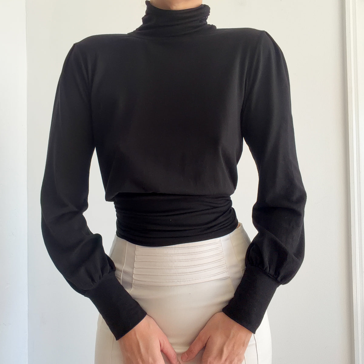 Adriano Goldschmied Black Open Back Turtleneck / SZ S