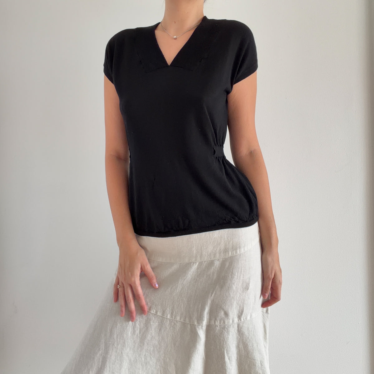 Akris Punto Black Wool Knit Top / SZ M/L
