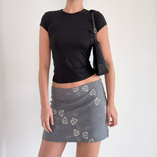 Y2K Grey Butterfly Mini Skirt / SZ M-L