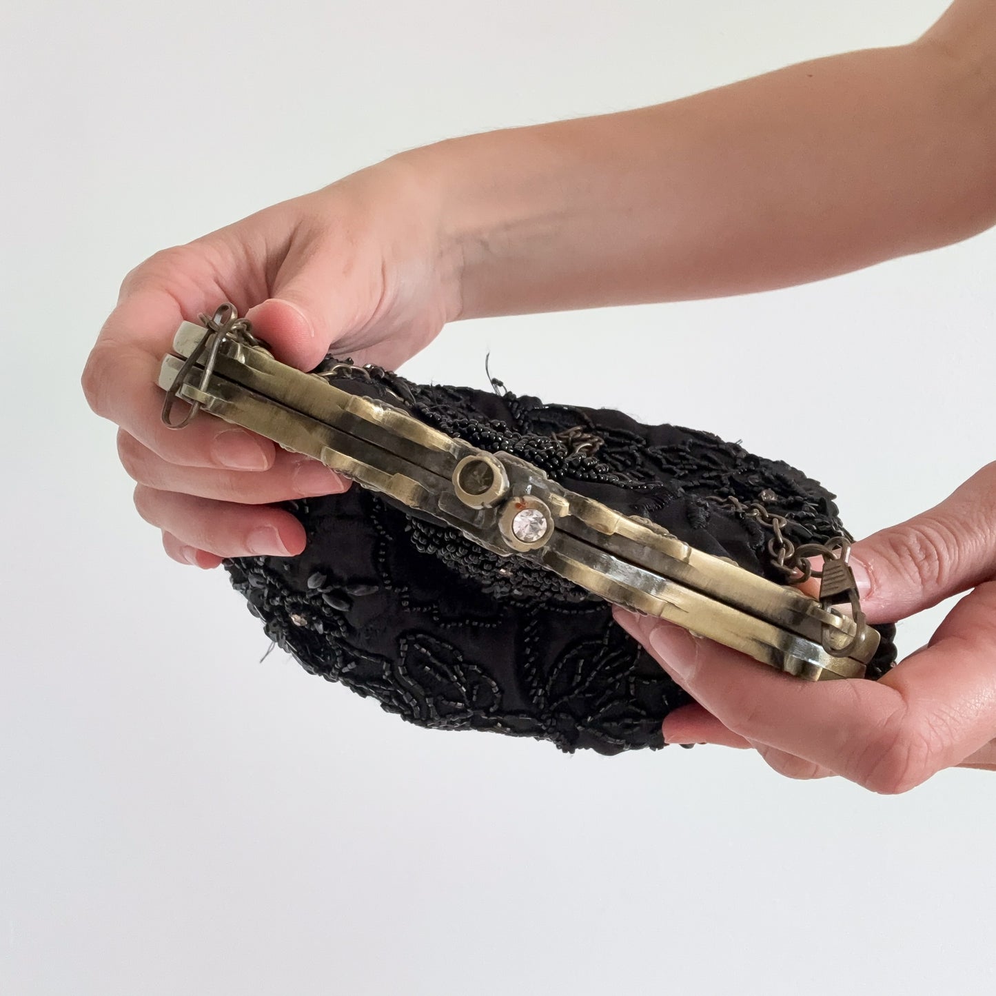 Y2K Black Victorian Beaded Mini Purse