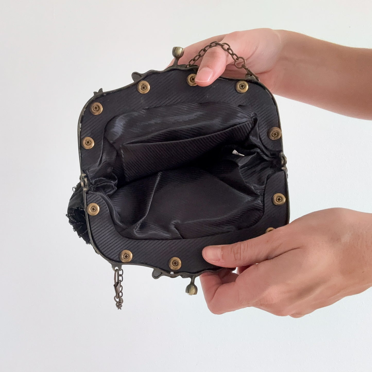 Y2K Black Victorian Beaded Mini Purse