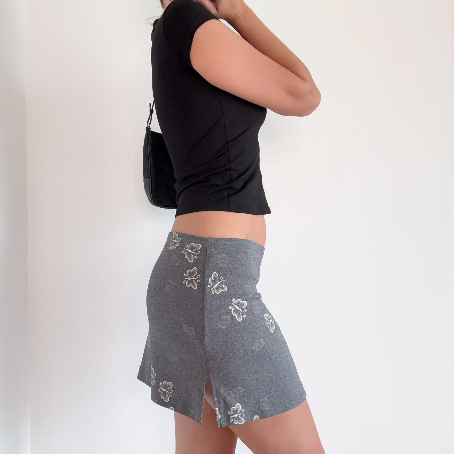 Y2K Grey Butterfly Mini Skirt / SZ M-L