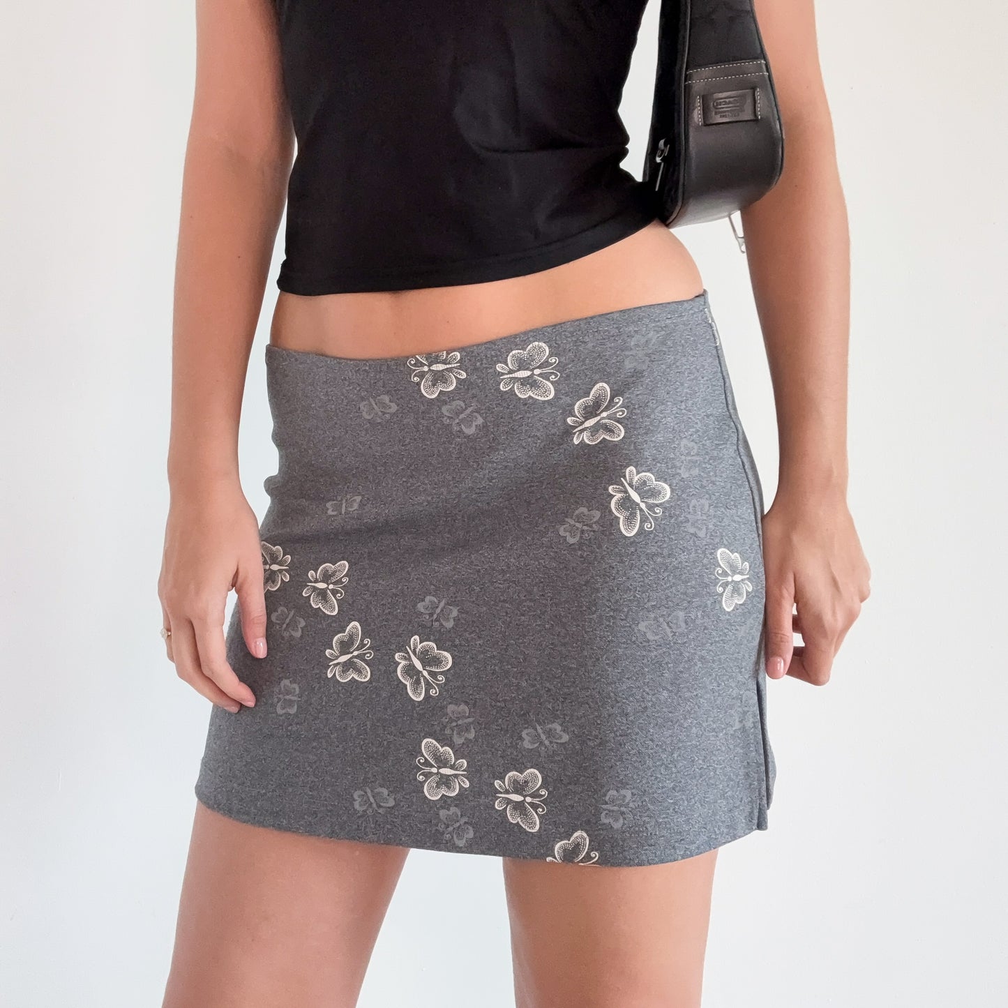 Y2K Grey Butterfly Mini Skirt / SZ M-L