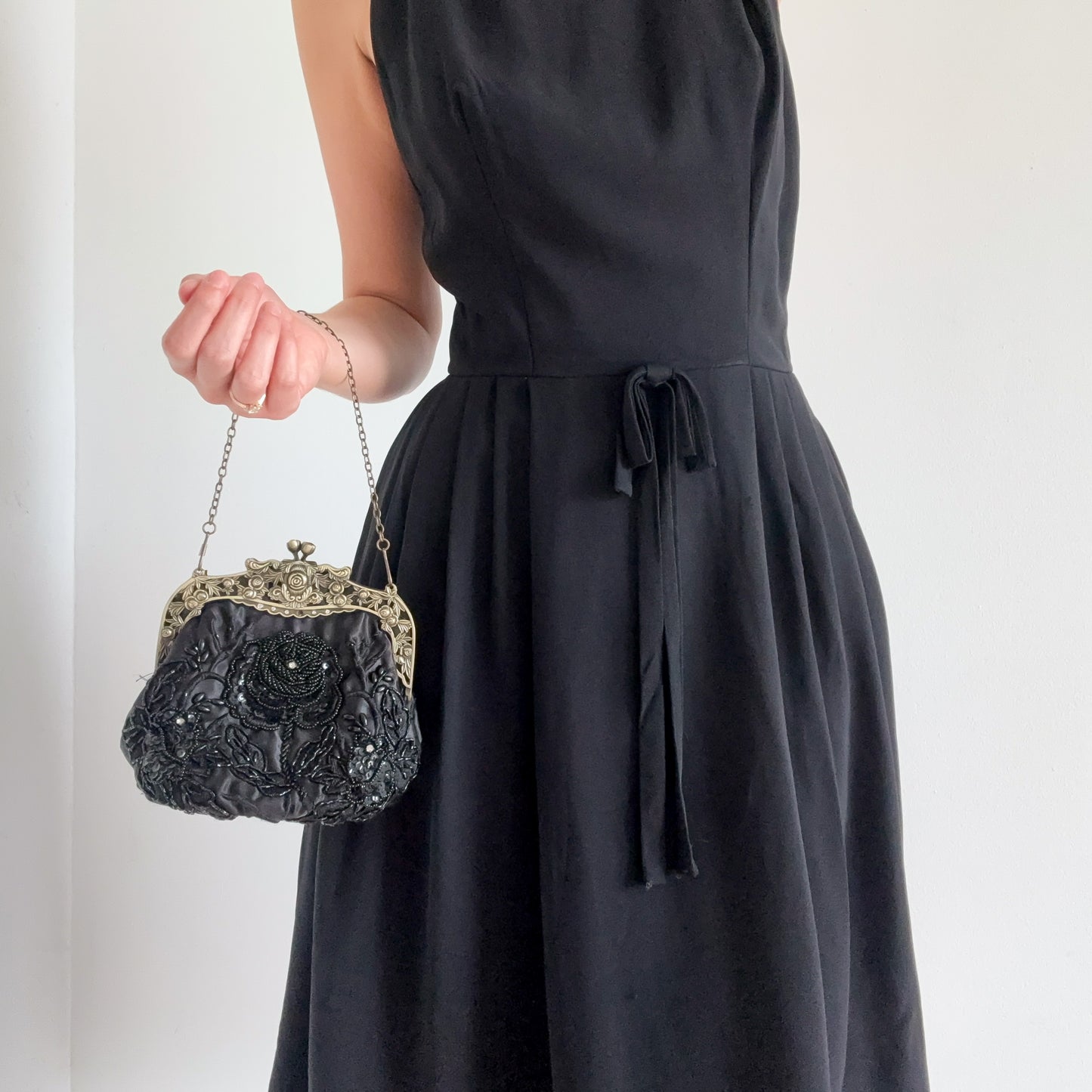 Y2K Black Victorian Beaded Mini Purse