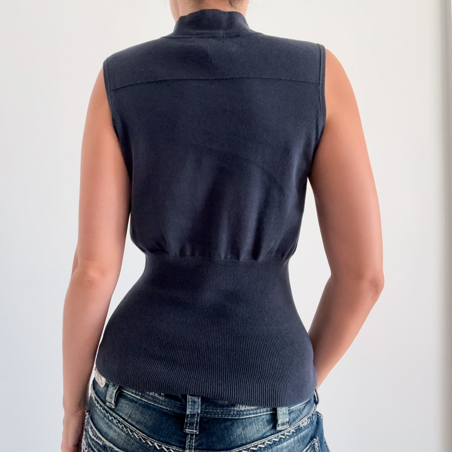 Y2K Aegean Blue Knit V-Neck Top / SZ S-M