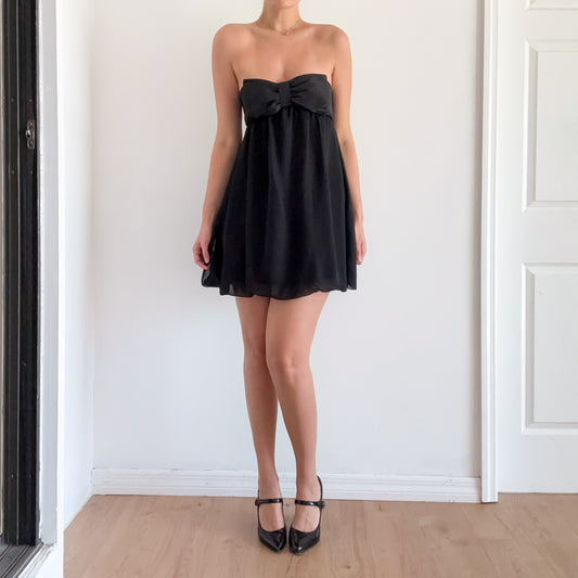 2010's Black Bow Bubble Mini Dress / SZ S-M