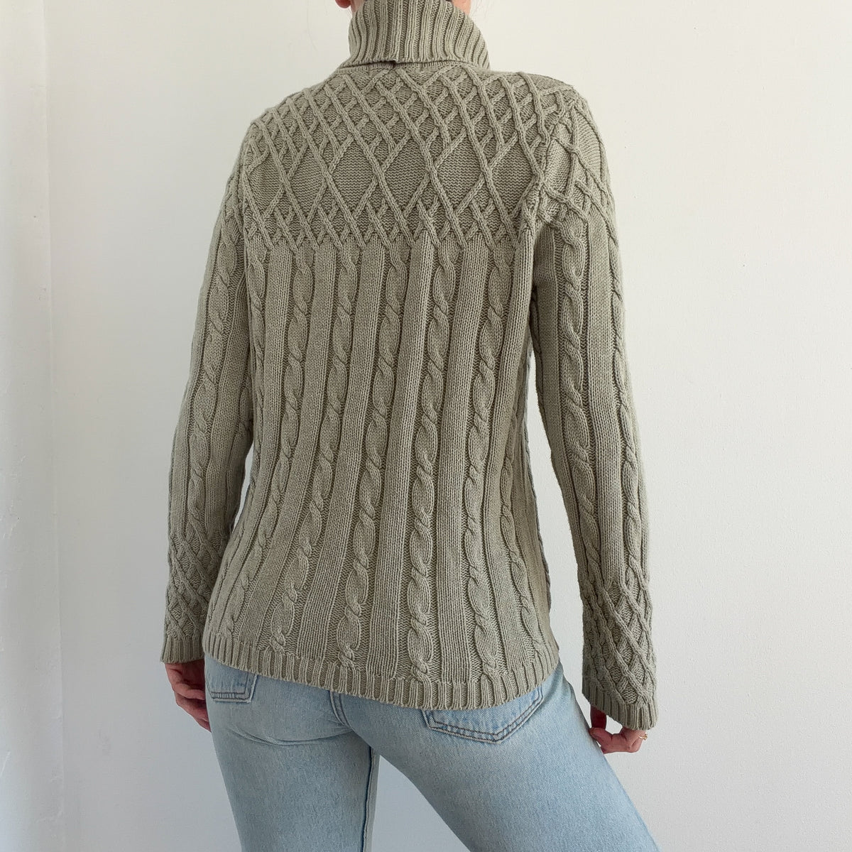 90's Sage Green Knit Turtleneck Sweater / SZ M