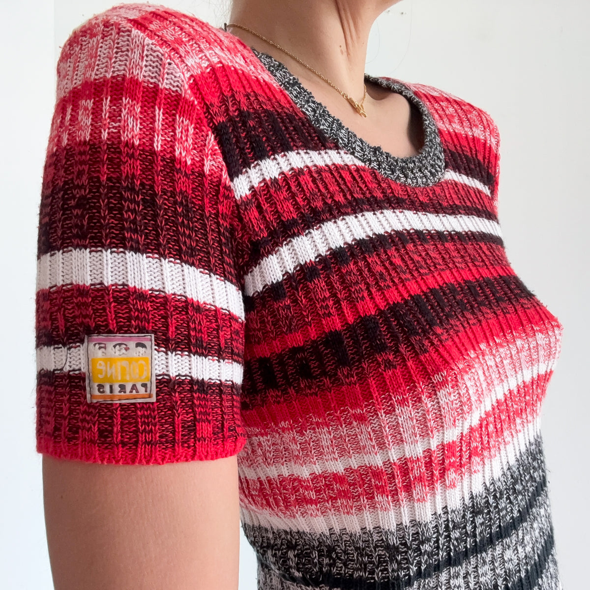 90's Cop Copine Red & Black Knit Top / SZ S