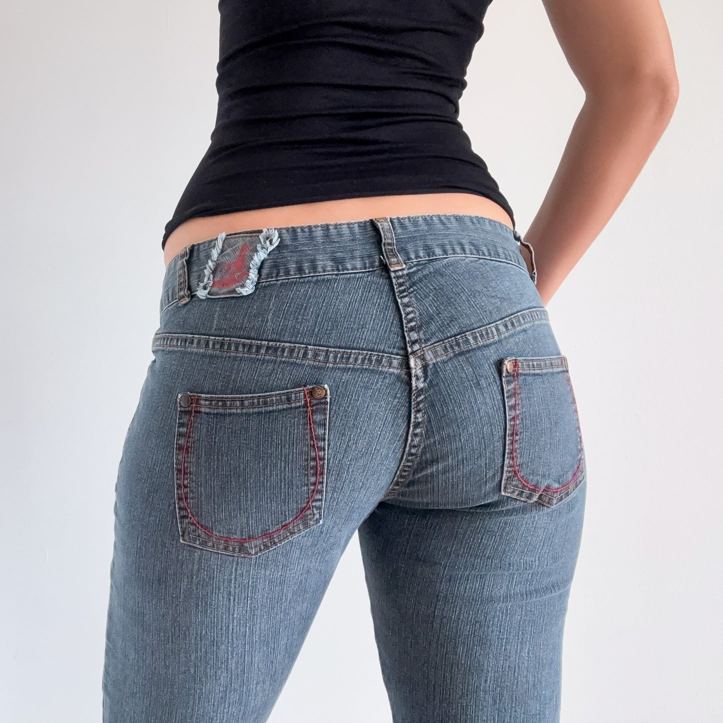 Y2K Grey Blue Denim Low Rise Jeans / SZ 8/10