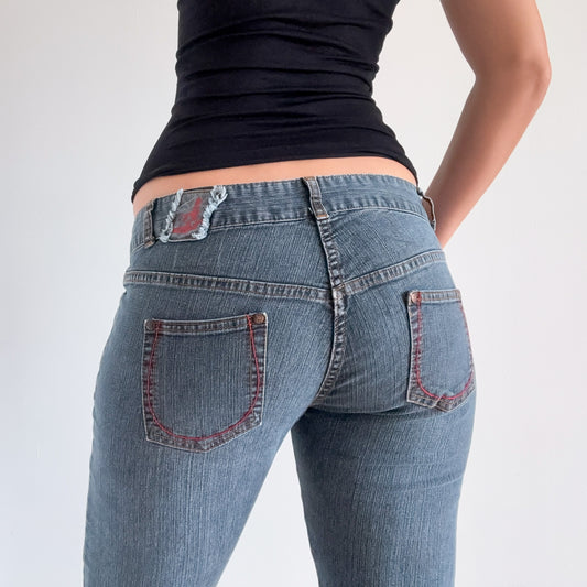 Y2K Grey Blue Denim Low Rise Jeans / SZ 8/10