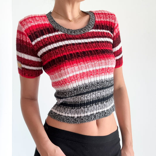 90's Cop Copine Red & Black Knit Top / SZ S