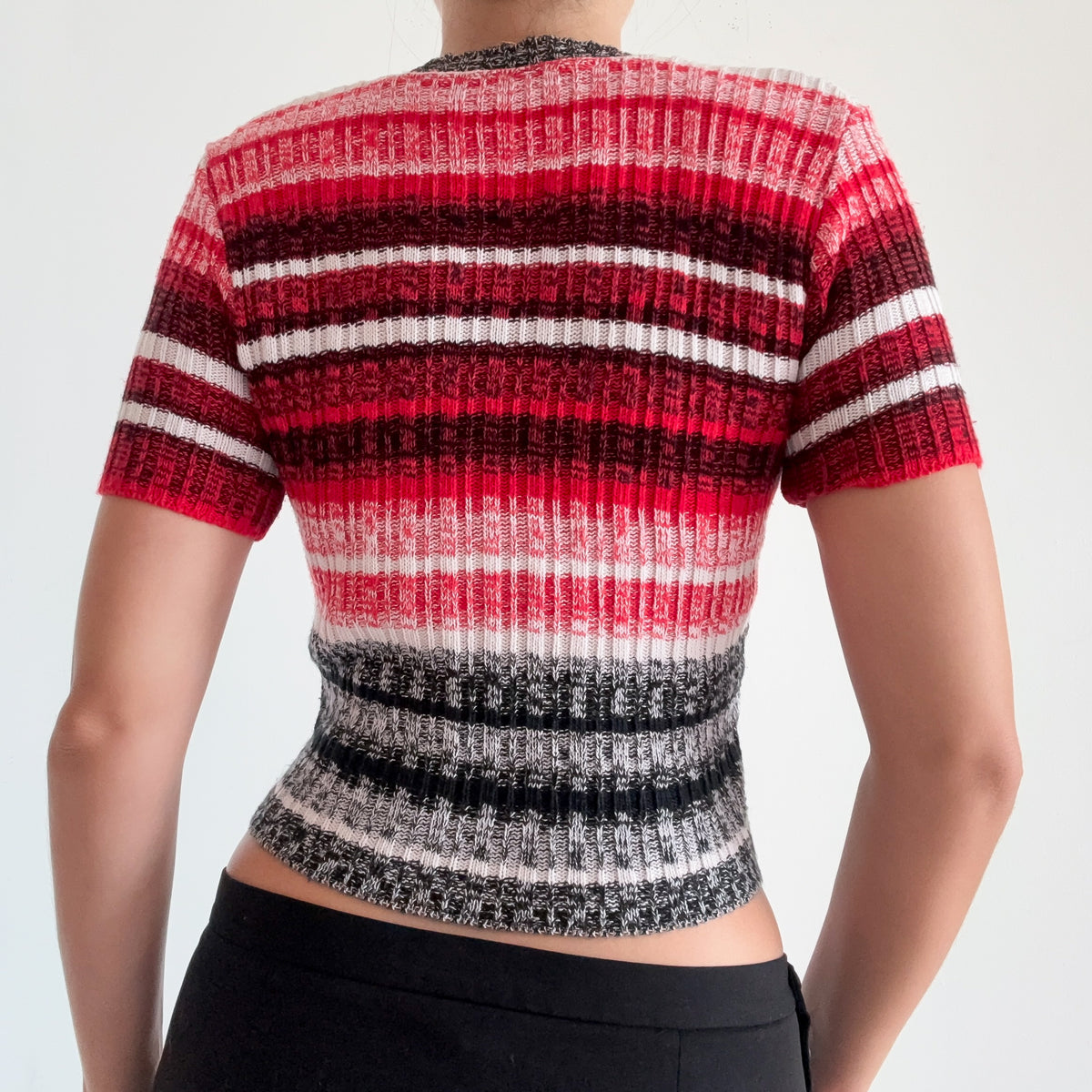 90's Cop Copine Red & Black Knit Top / SZ S