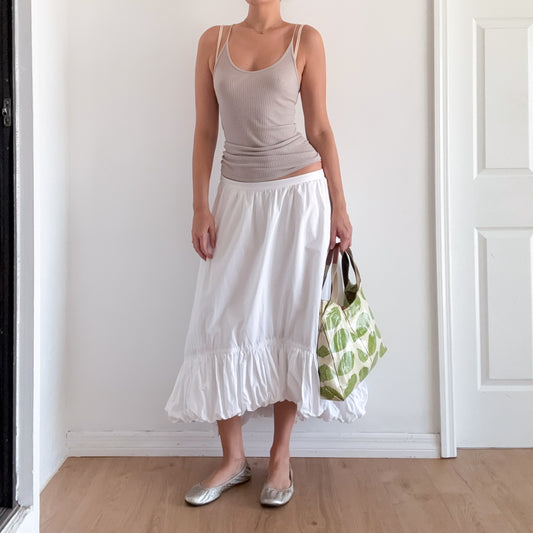 Anthropologie White Poplin Bubble Maxi Skirt / SZ M