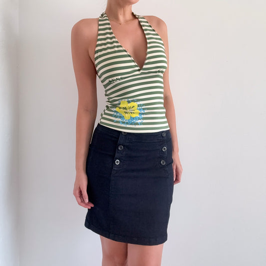 Y2K Navy Button Pencil Skirt / SZ 4