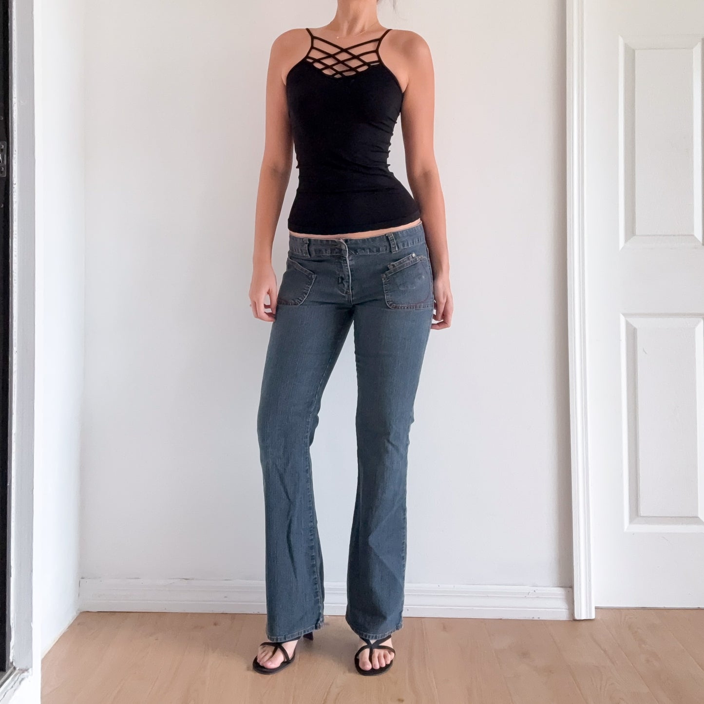 Y2K Grey Blue Denim Low Rise Jeans / SZ 8/10
