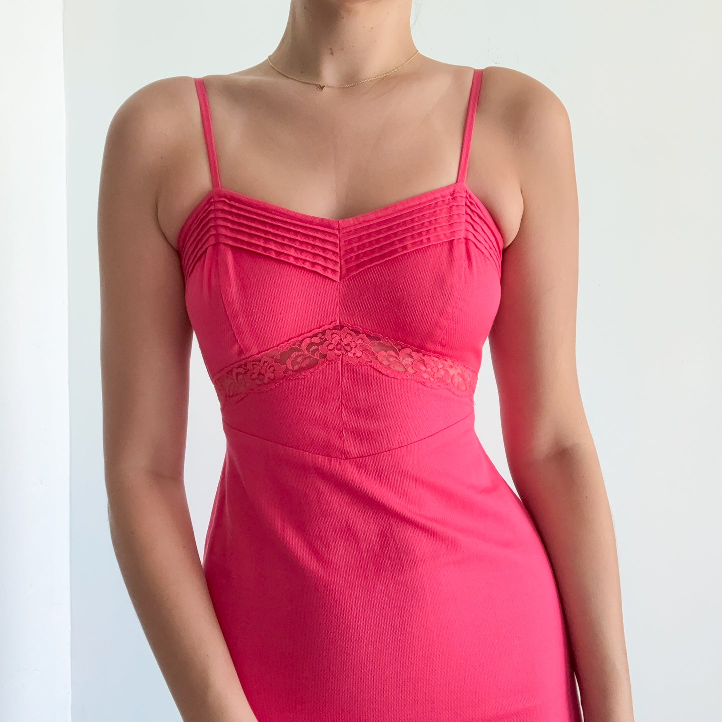 Y2K Hot Pink Cotton Lace Dress / SZ 0