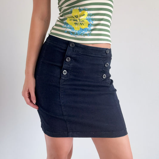 Y2K Navy Button Pencil Skirt / SZ 4