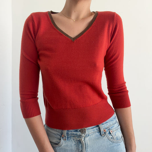 90's Burnt Orange Wool Knit Long Sleeve / SZ S