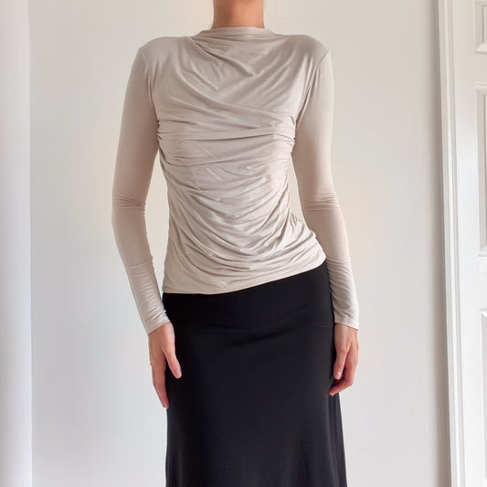 Enza Costa Off-White Ruched Long Sleeve / SZ M