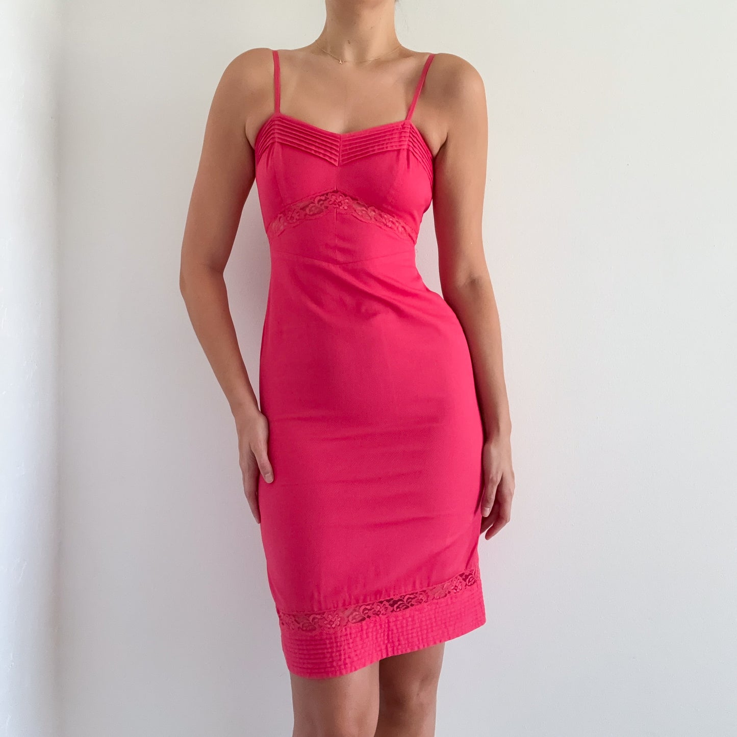 Y2K Hot Pink Cotton Lace Dress / SZ 0