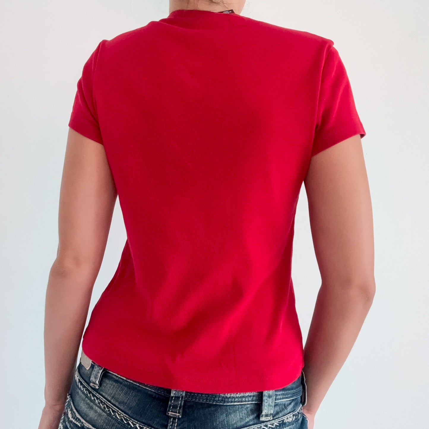 Y2K Red "New York Jeans" Cotton Tee / SZ S-M