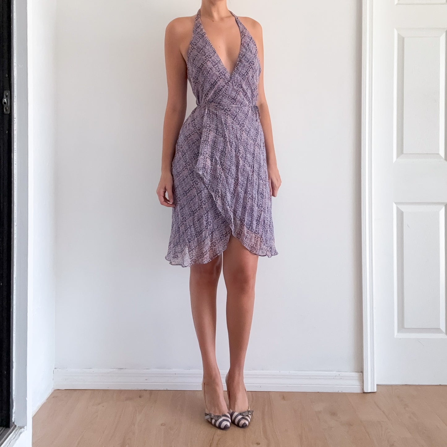 Y2K BCBGMaxAzria Purple Silk Wrap Dress / SZ 4
