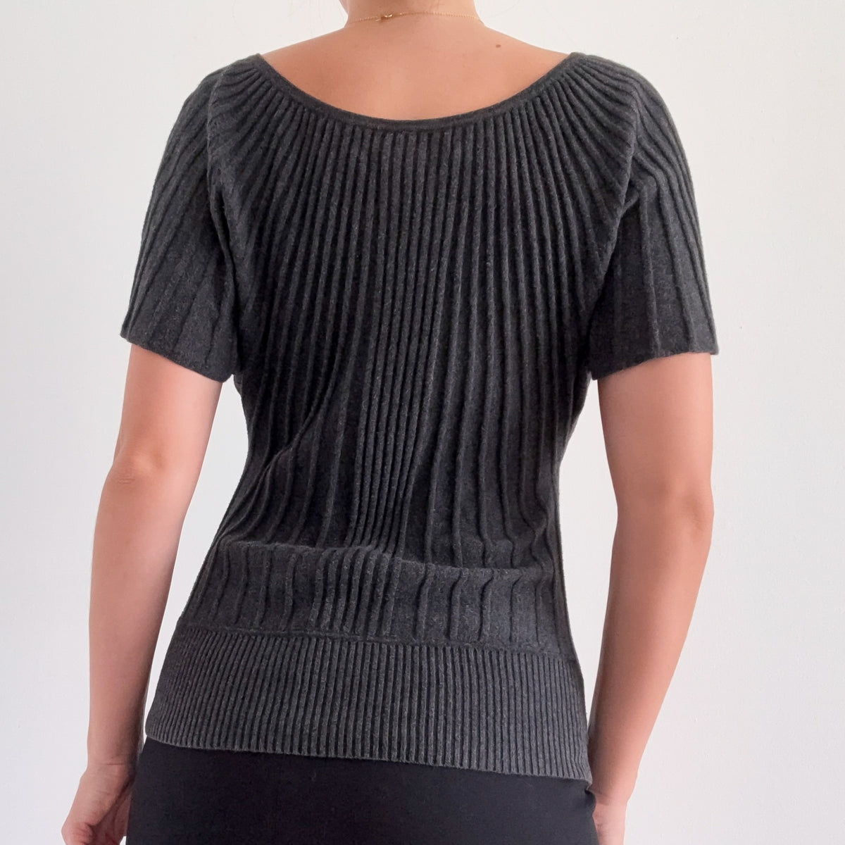Y2K Grey Knit Butterfly Sleeve Top / SZ S
