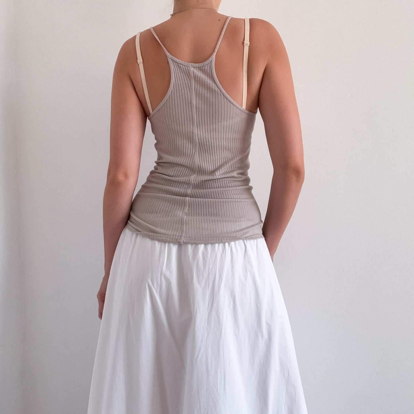 Y2K Light Grey Ribbed Modal Tank / SZ S