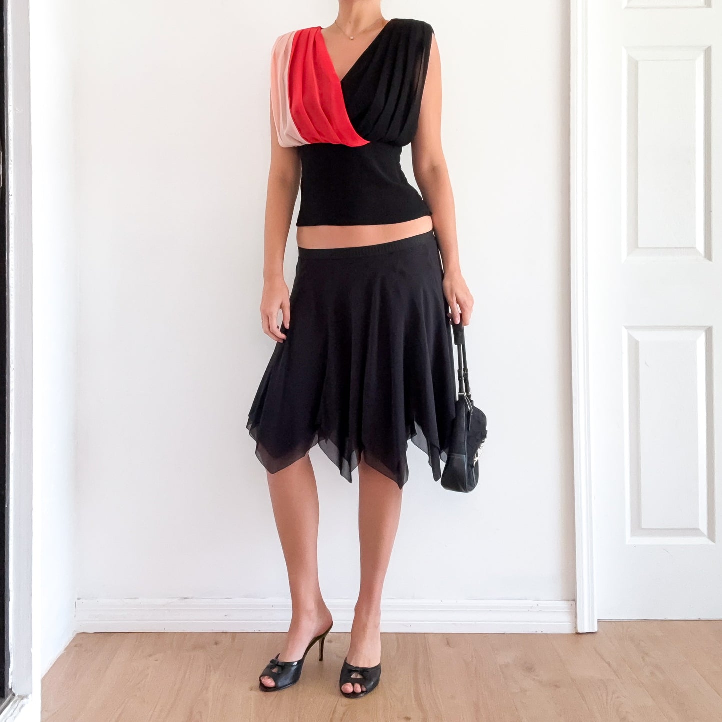 Y2K Black Silk Asymmetric Fairy Skirt / SZ M-L