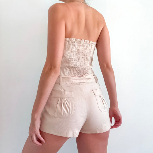 Y2K Marciano Beige Linen Romper / SZ M