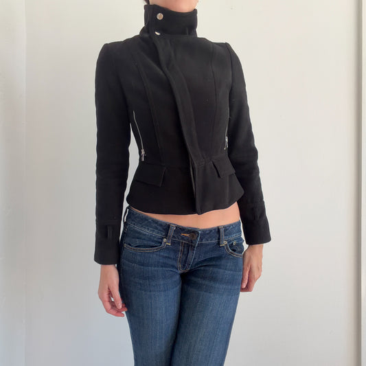 Y2K Black Zip Moto Jacket / SZ XS