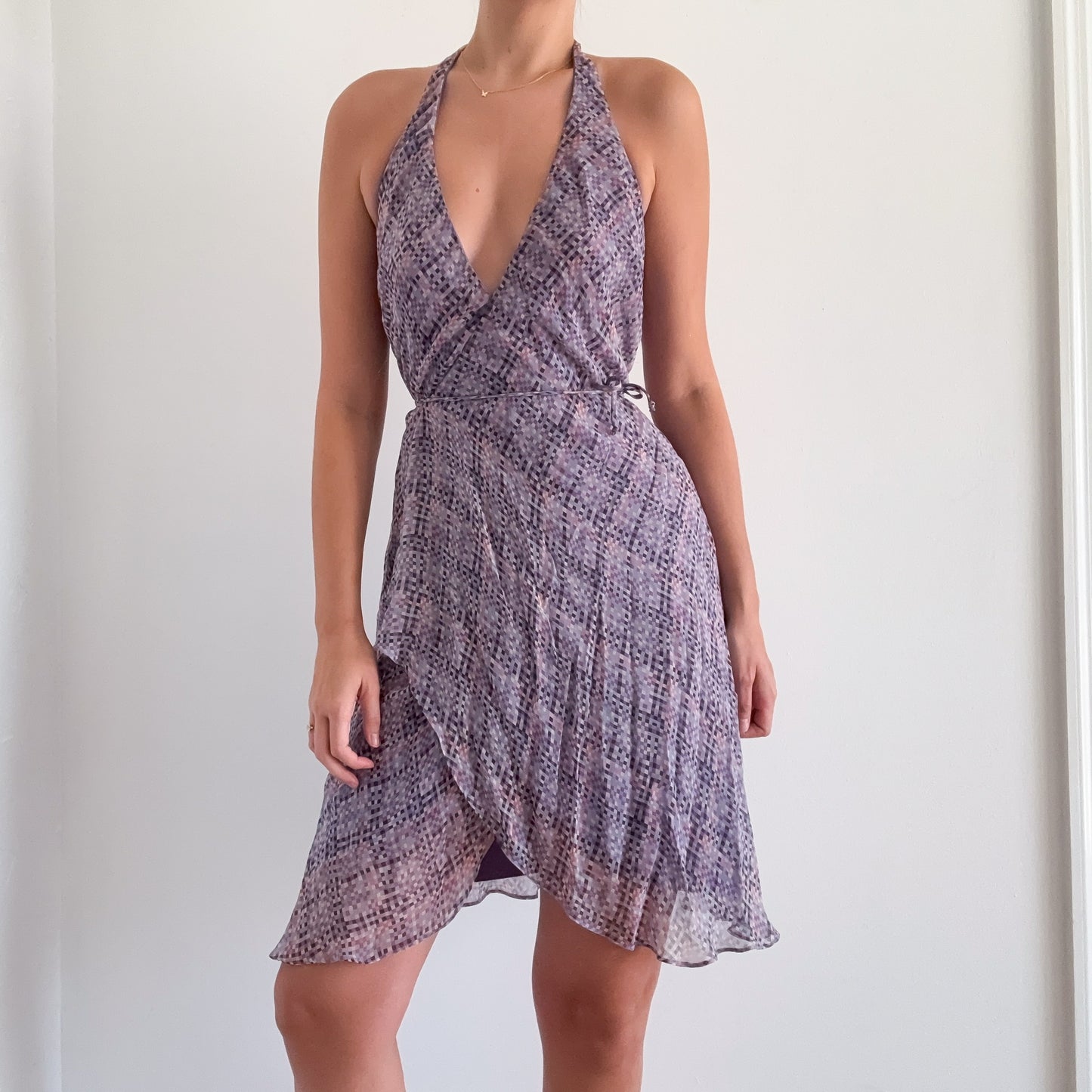 Y2K BCBGMaxAzria Purple Silk Wrap Dress / SZ 4