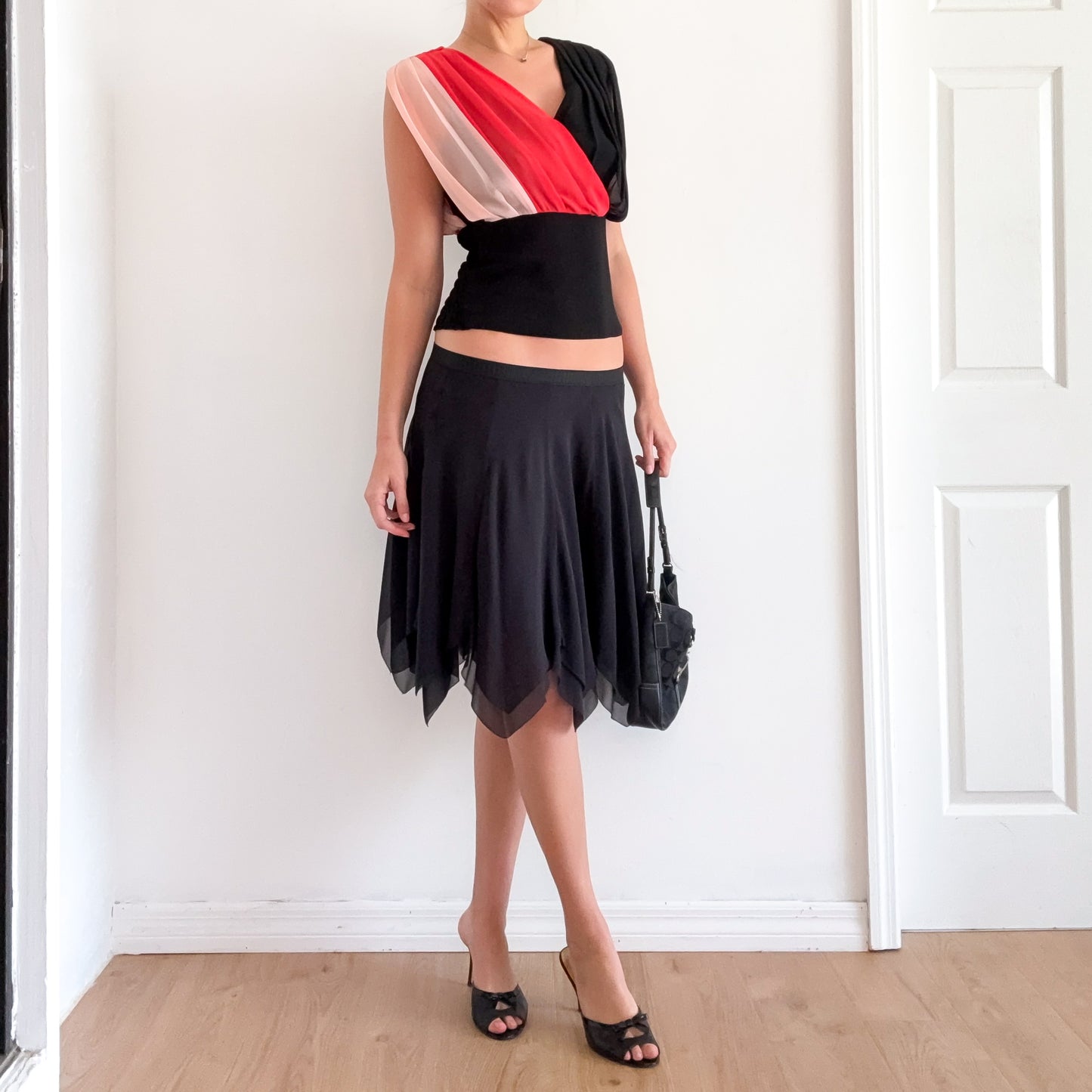 Y2K Black Silk Asymmetric Fairy Skirt / SZ M-L